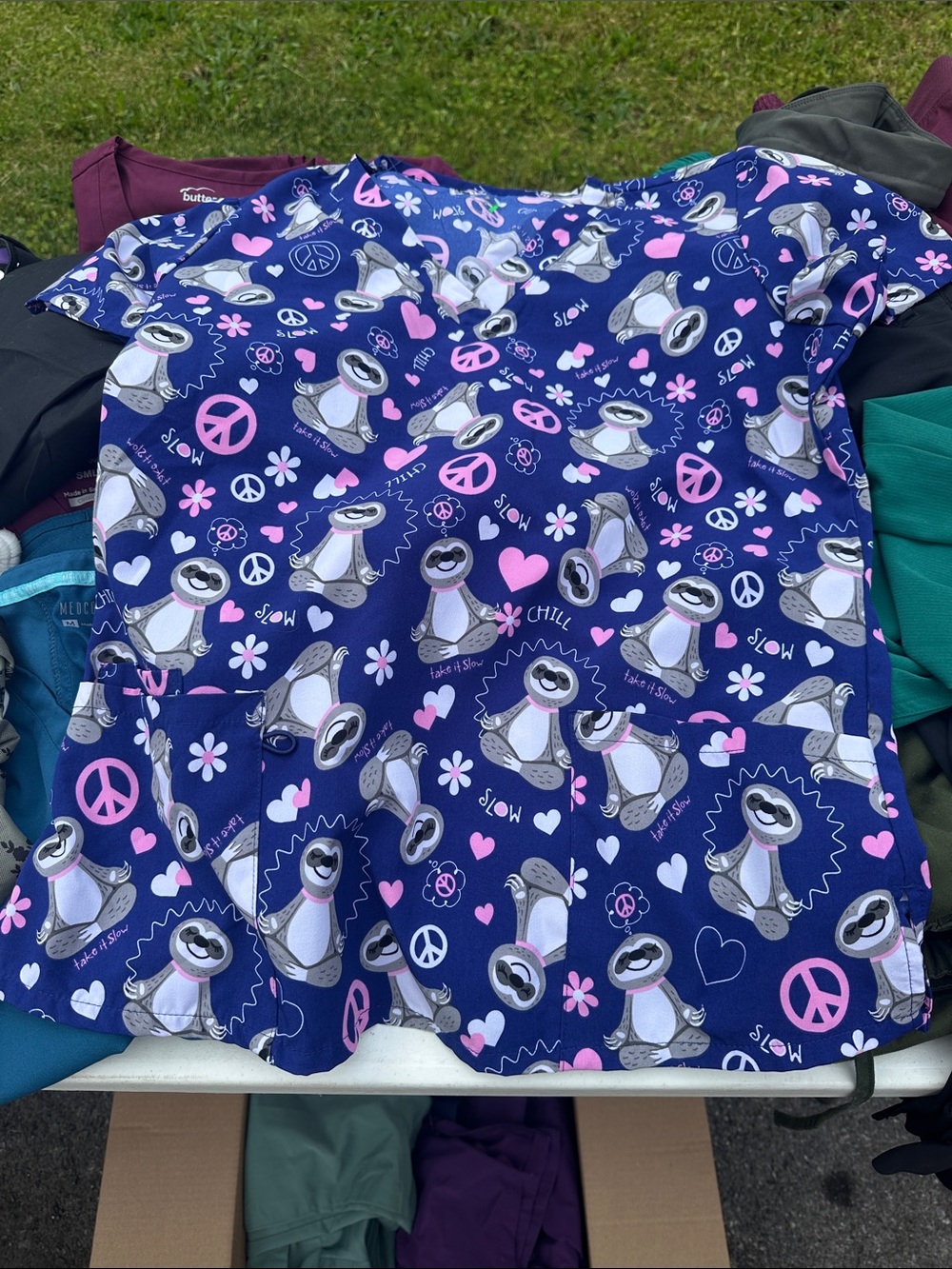 Sloth Print Scrub Top!